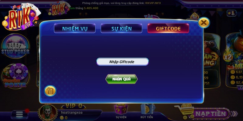 Giftcode và sự kiện tại Rikvip là các khuyến mãi mang lại giá trị thực tế 