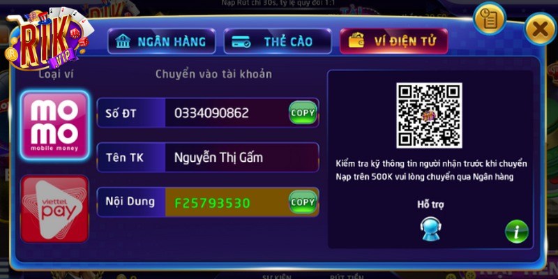 Nạp tiền qua ví điện tử là giải pháp giao dịch sự tiện lợi, nhanh chóng